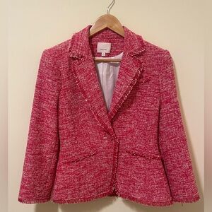 Cinq à Sept Red Tweed Blazer Size 4